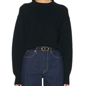Guest In Residence Collegiate Cashmere Crew Sweater in Black XL